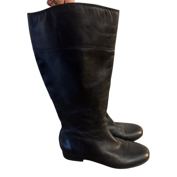 ARTURO CHIANG Black Leather Riding Knee High Boots Womens 8.5 MW Side Zip - Picture 2 of 10
